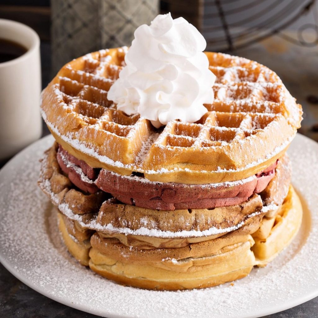 waffles and cream at Nana's Chicken-n-Waffles