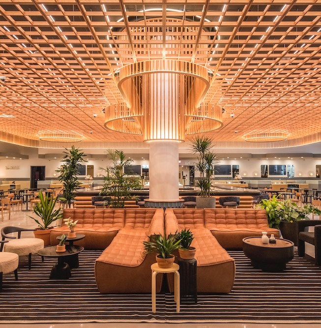 Restaurant with earth toned decor at Politan Row at Colony Square